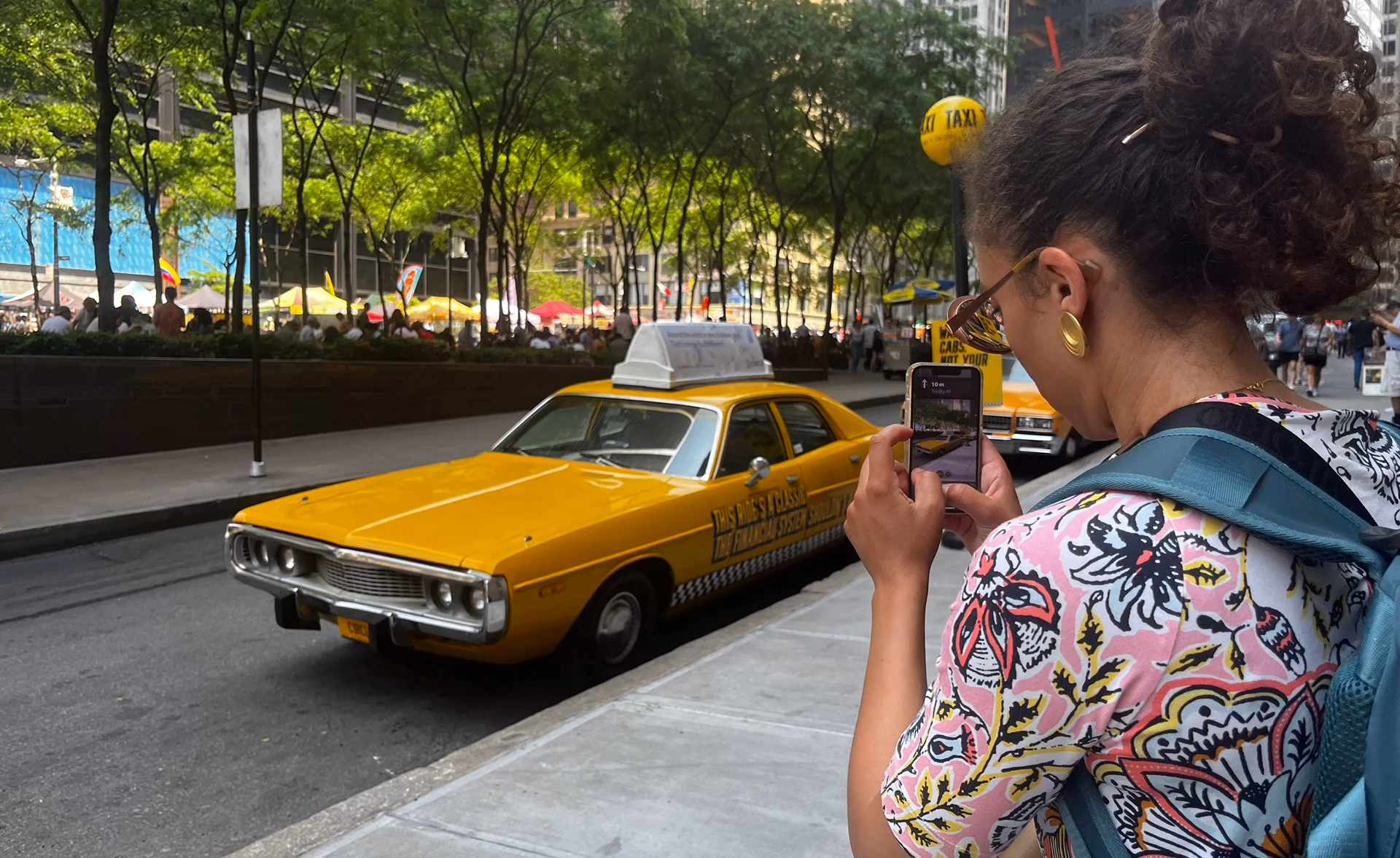 Circle — vintage NYC cab in motion