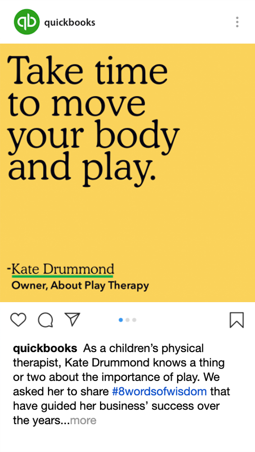 QuickBooks #8WordsOfWisdom carousel — slide V2