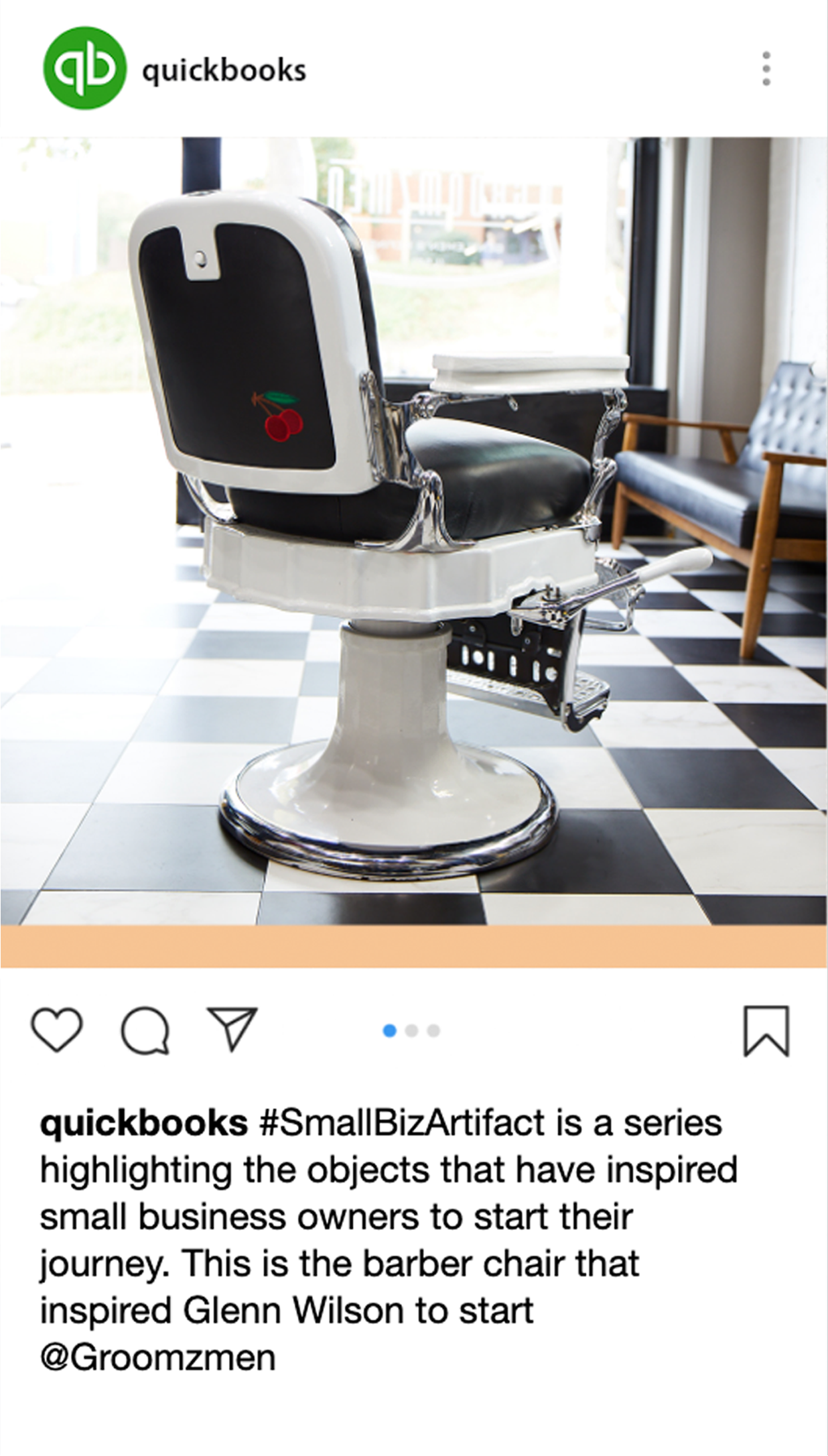 QuickBooks #SmallBizArtifact — barbershop story slide 1